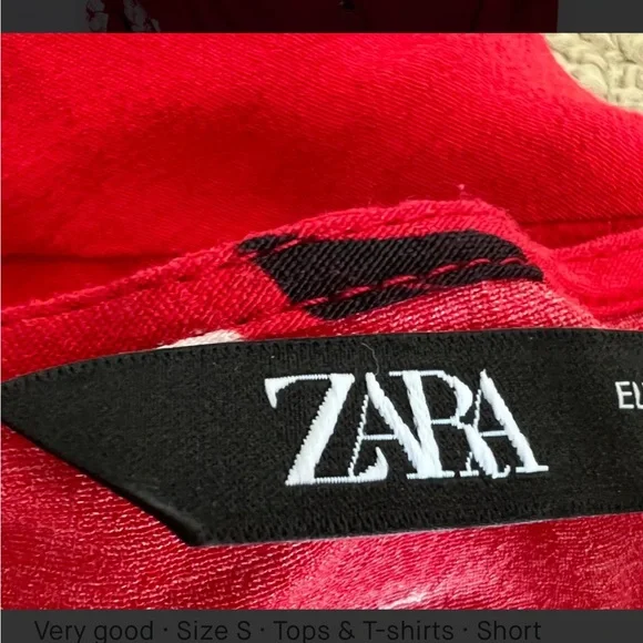 Zara red floral v-neck blouse [Free add on with purchase] - Picture 4 of 7